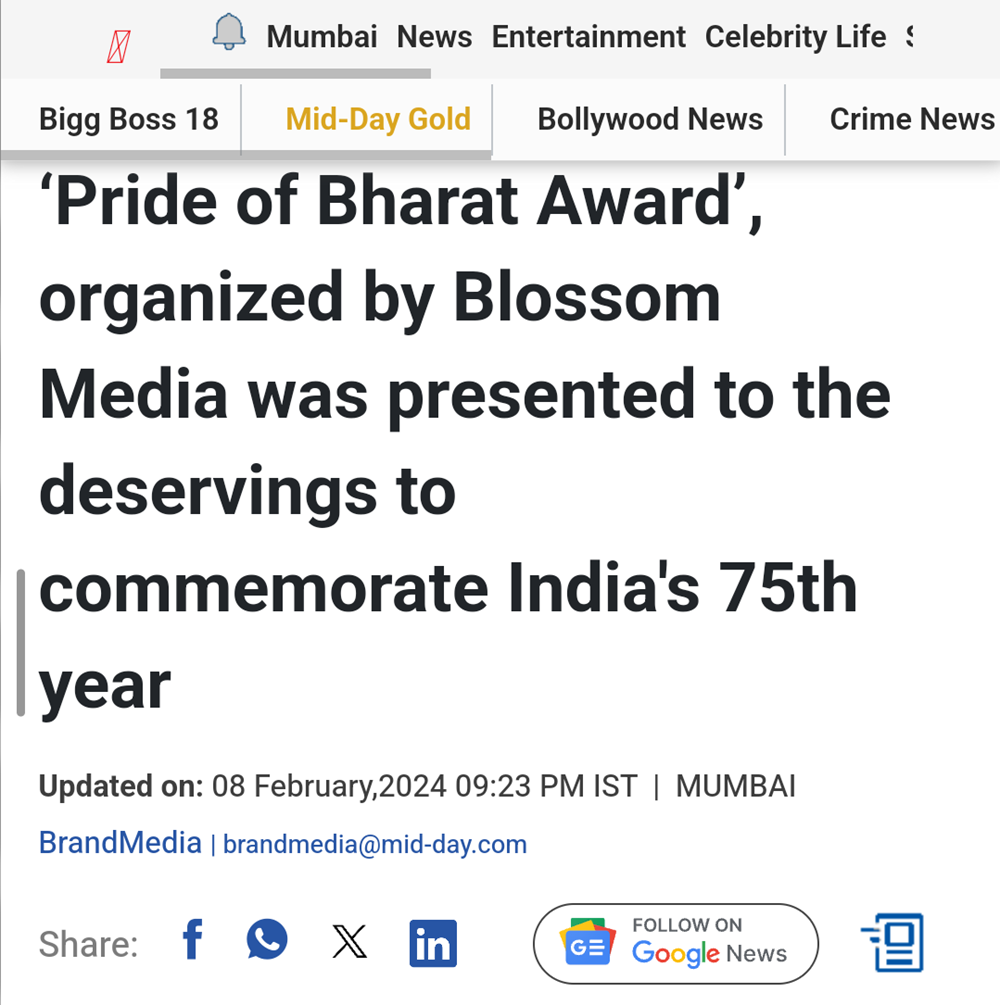 Pride of Bharat Award